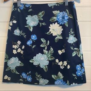 Ann Taylor Navy Blue Floral Skirt